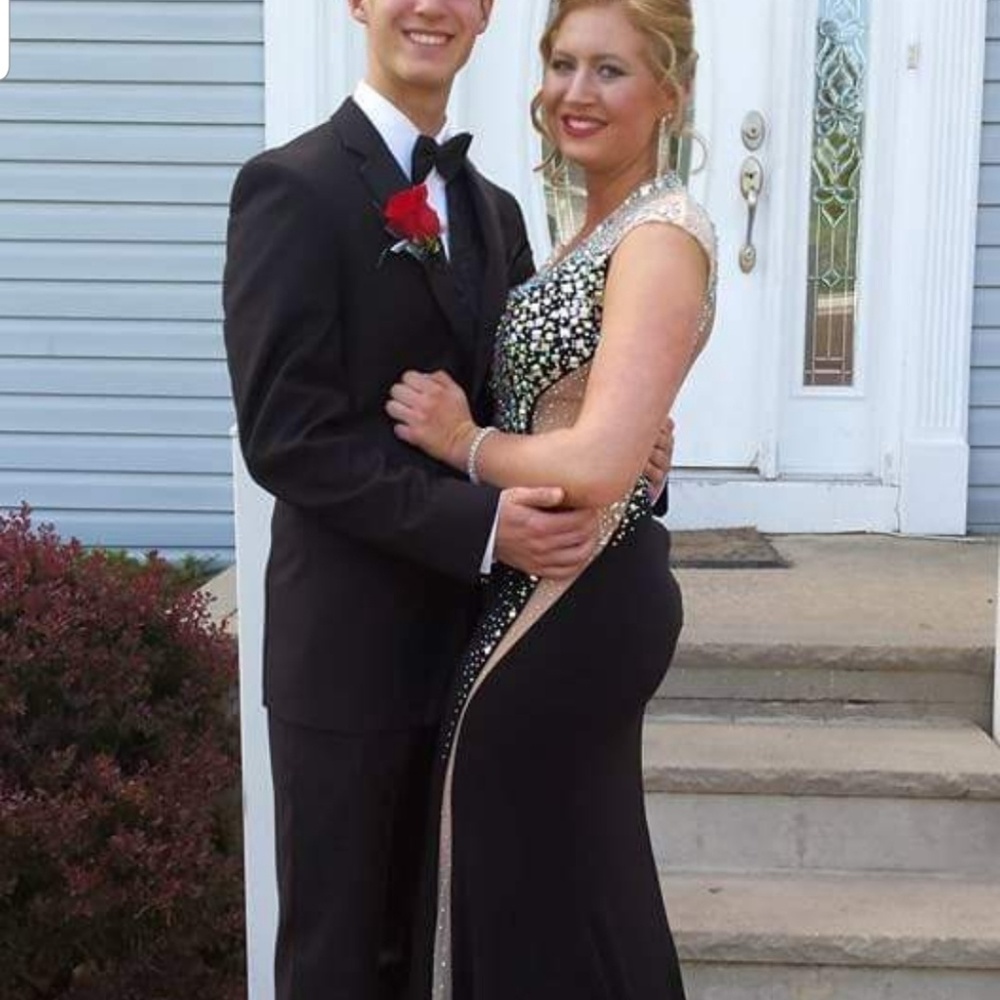 Black blinged prom dress
